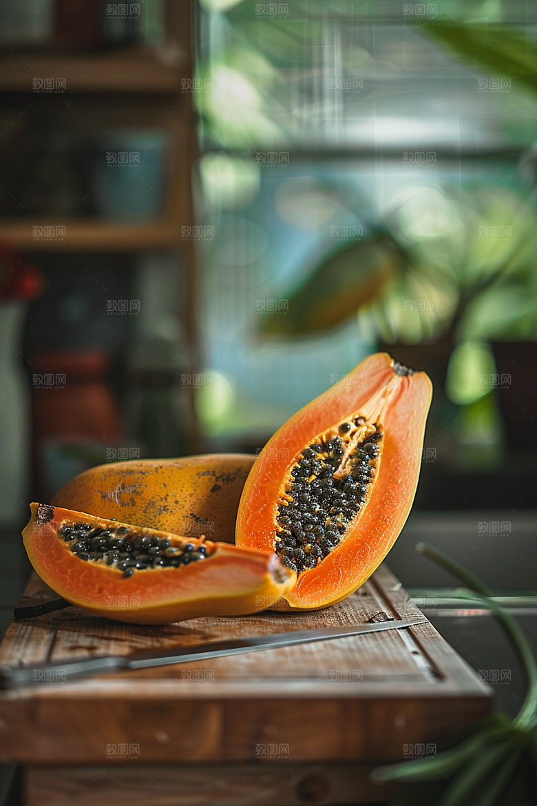木瓜瓜果食材摄影图