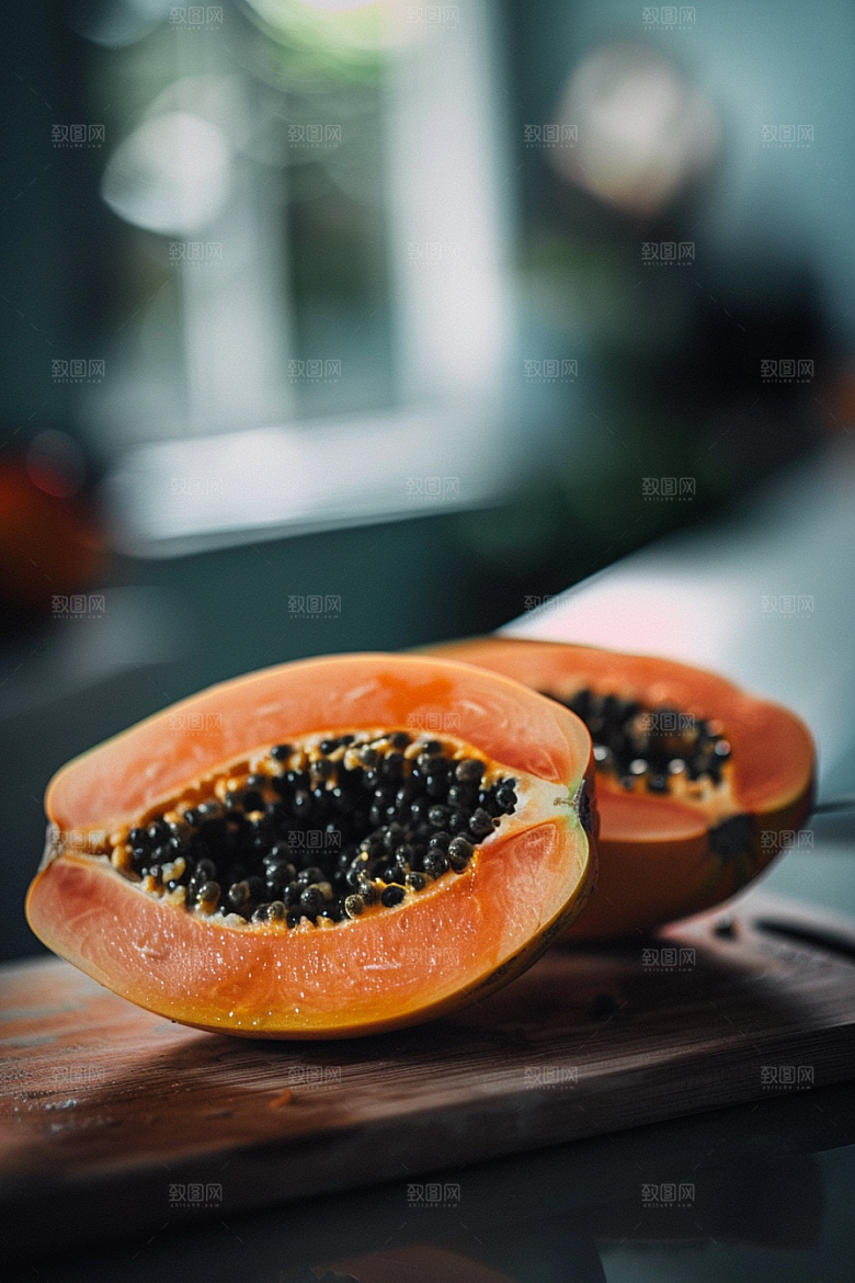 木瓜果肉美食摄影图