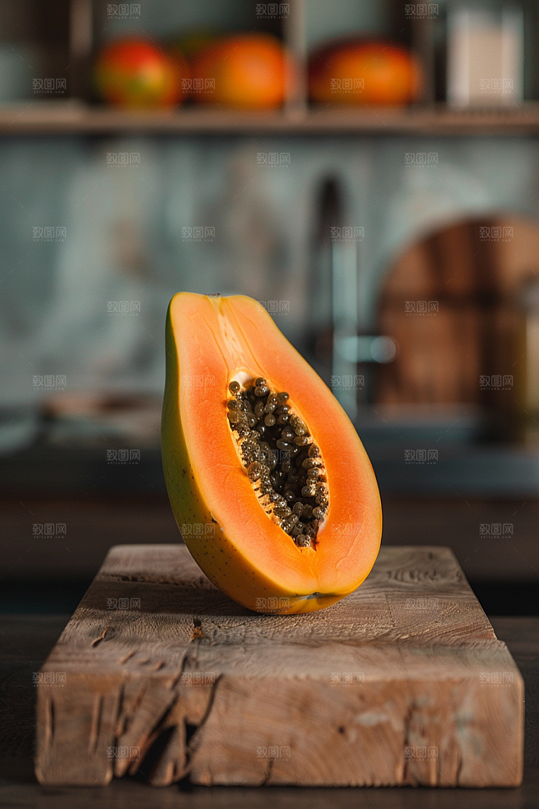 木瓜热带水果美食摄影图