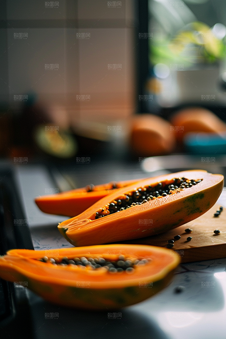 木瓜食材美食摄影图