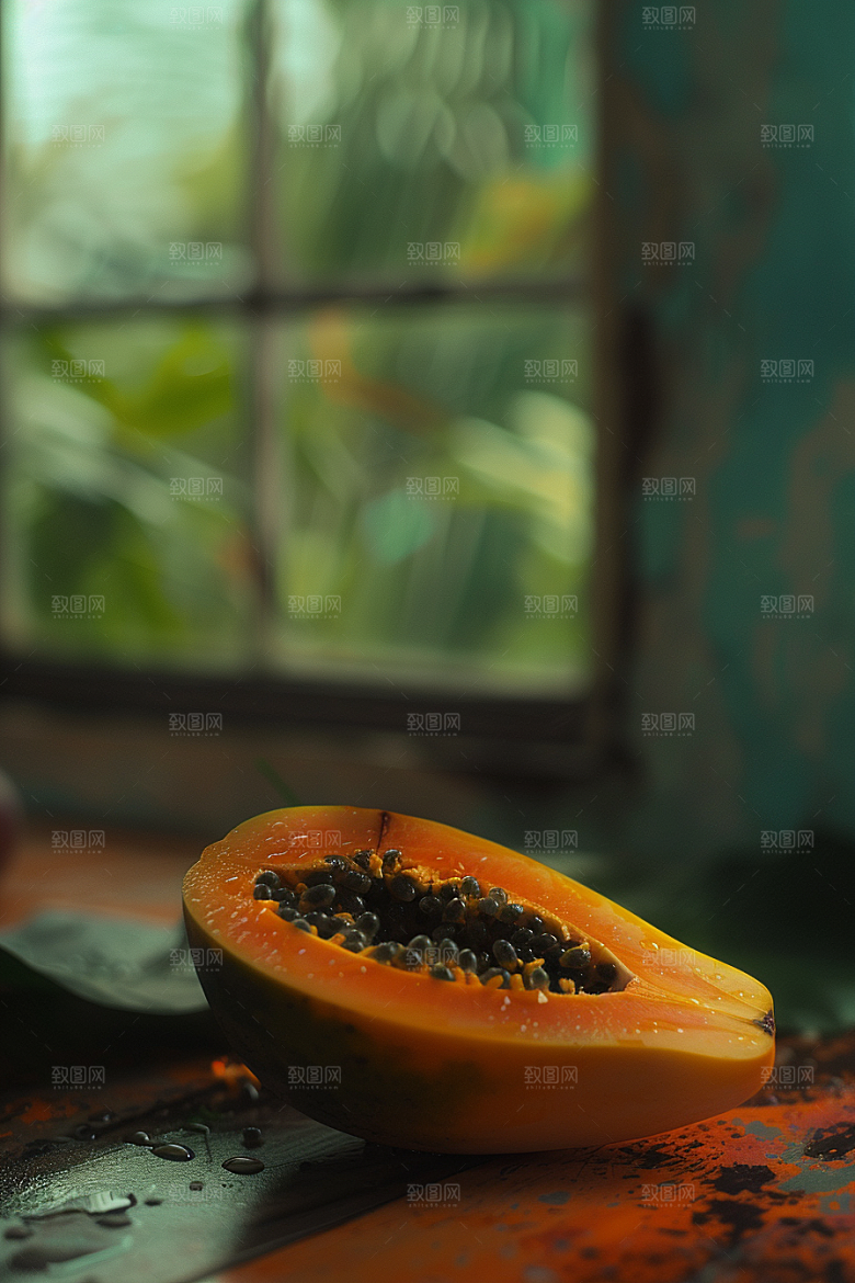 木瓜热带水果自然摄影图