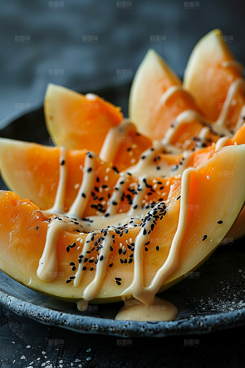 木瓜果肉美食摄影图