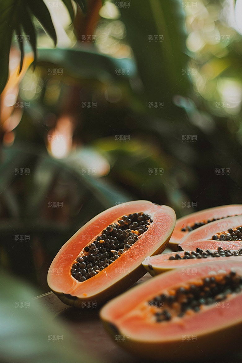 木瓜食材美味摄影图