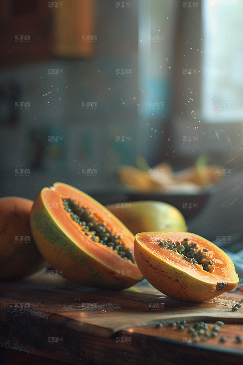 木瓜食材美食摄影图