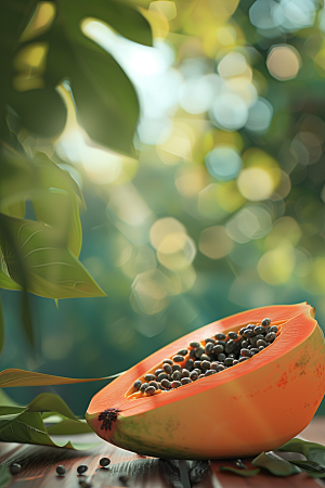 木瓜新鲜热带水果摄影图