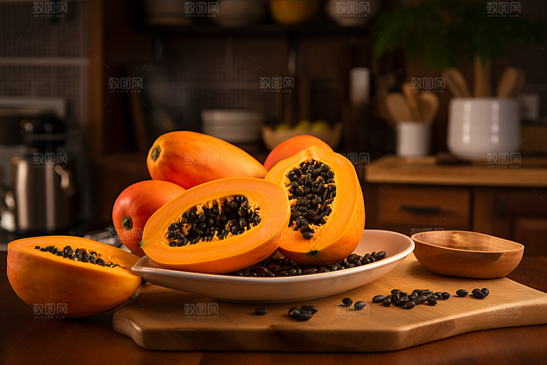 木瓜瓜果美食摄影图