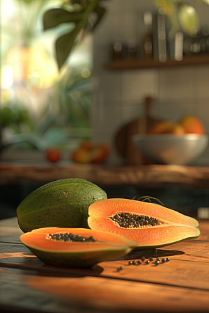 木瓜新鲜热带水果摄影图