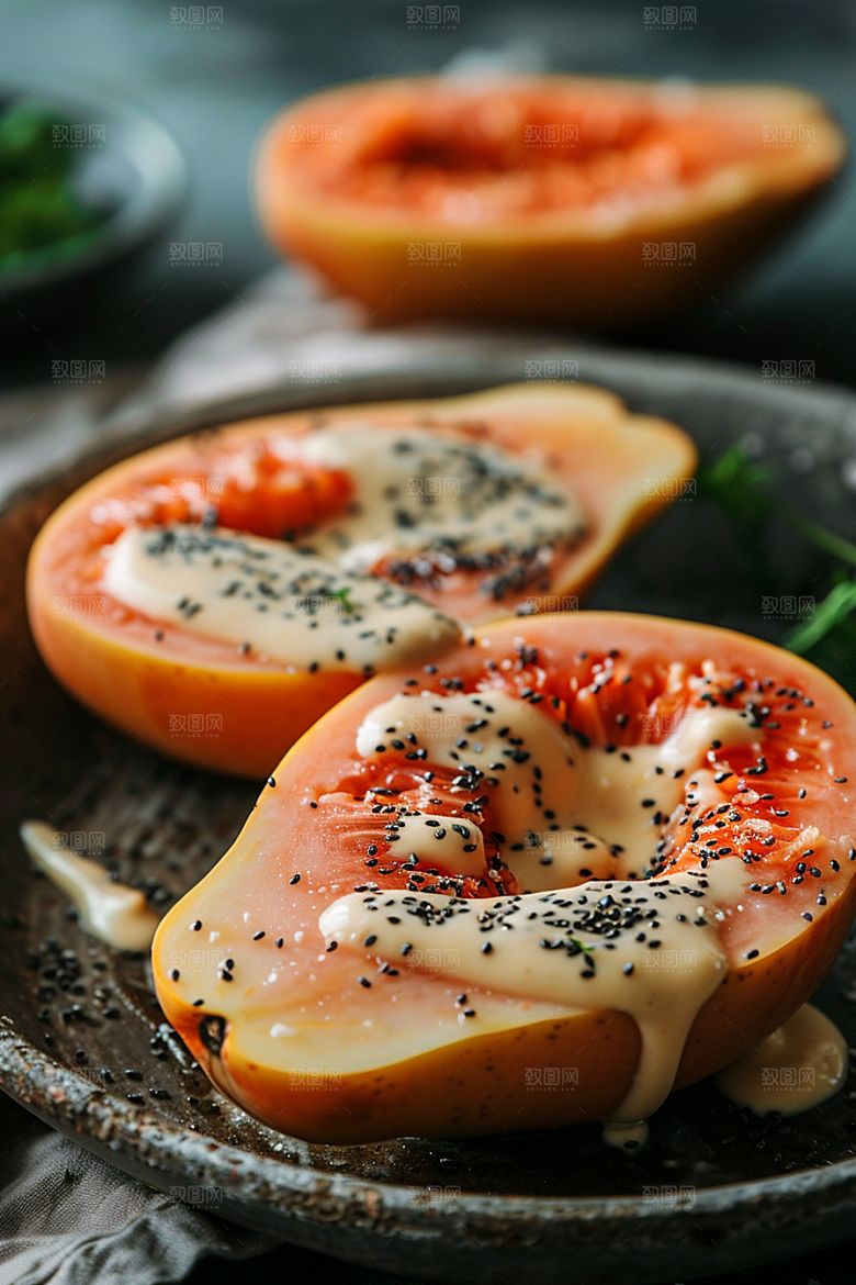 木瓜新鲜食材摄影图