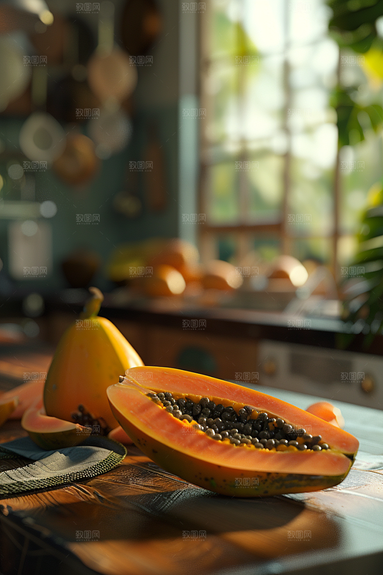 木瓜食材美食摄影图