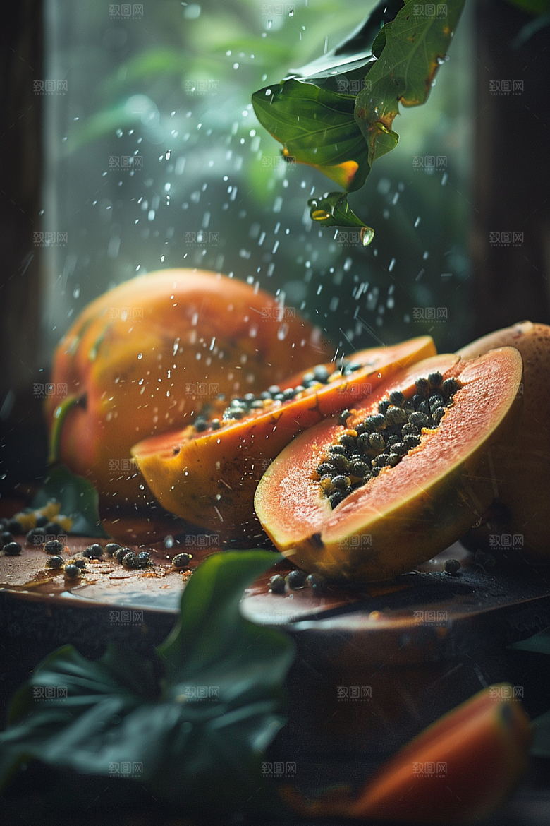 木瓜香甜美食摄影图