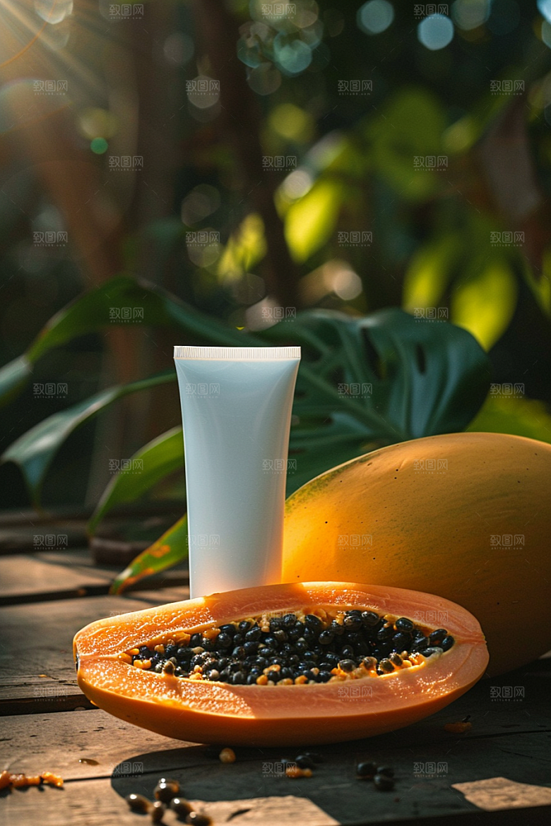 木瓜瓜果食材摄影图
