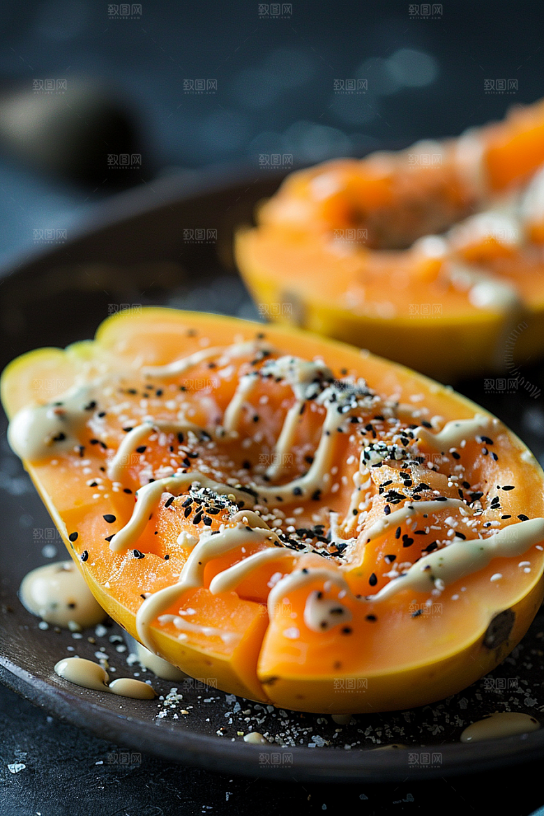 木瓜美食新鲜摄影图