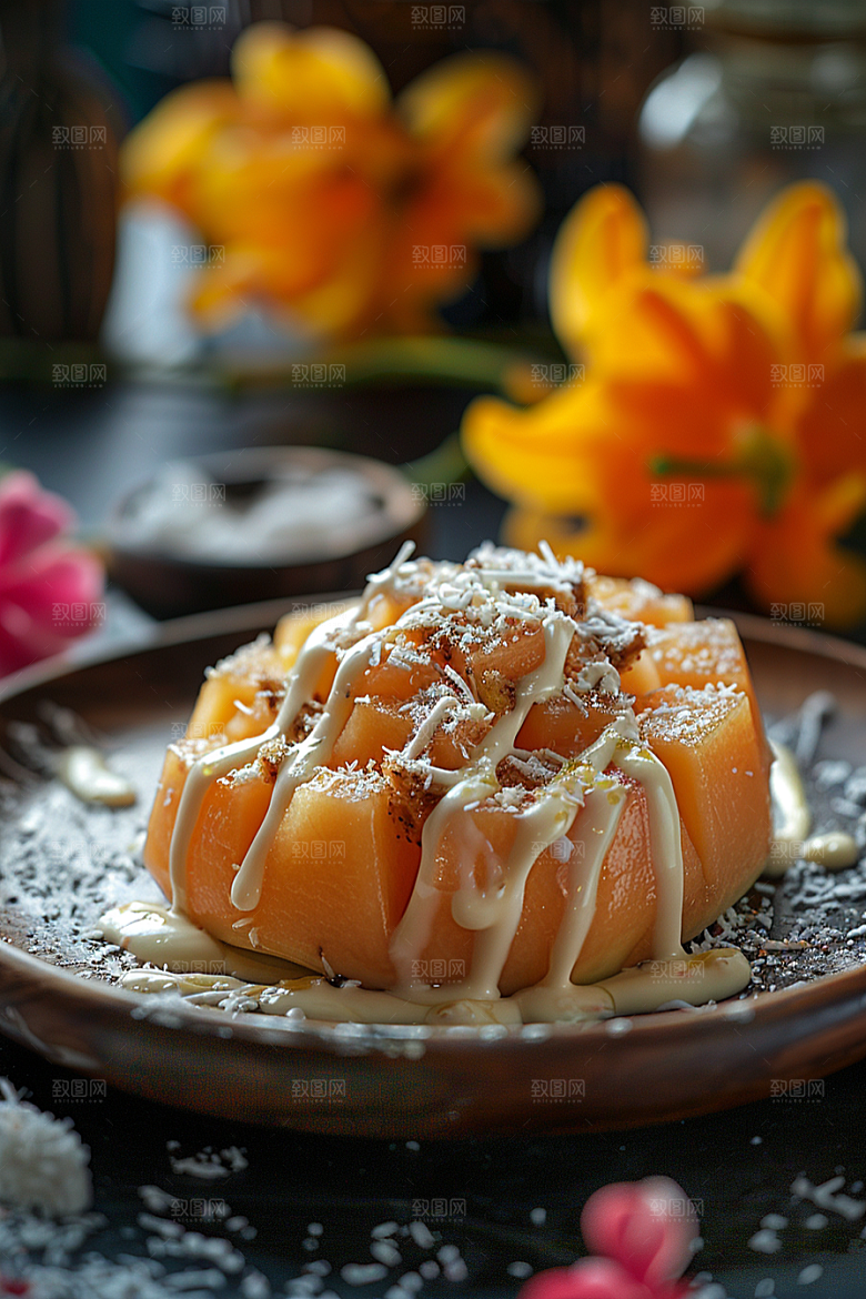 木瓜热带水果食材摄影图