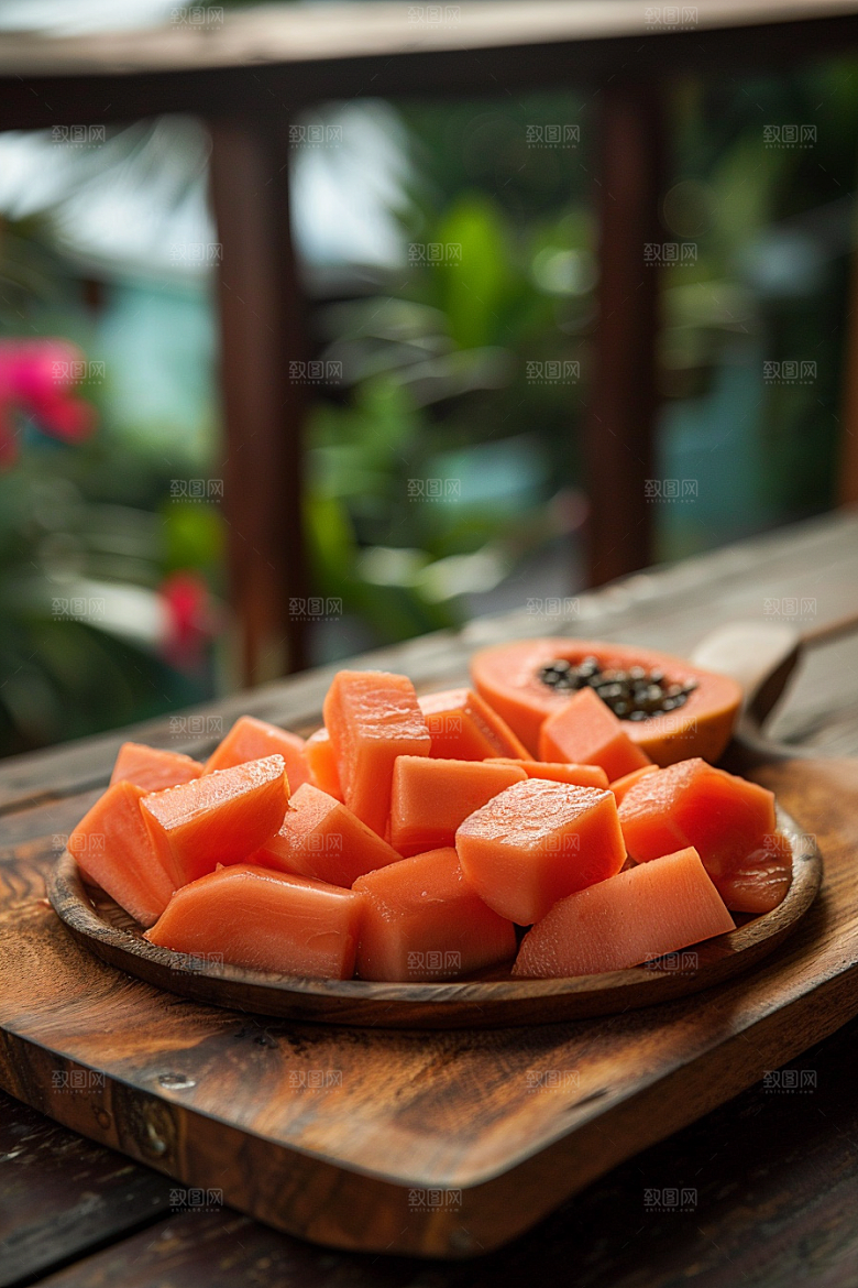 木瓜自然食材摄影图