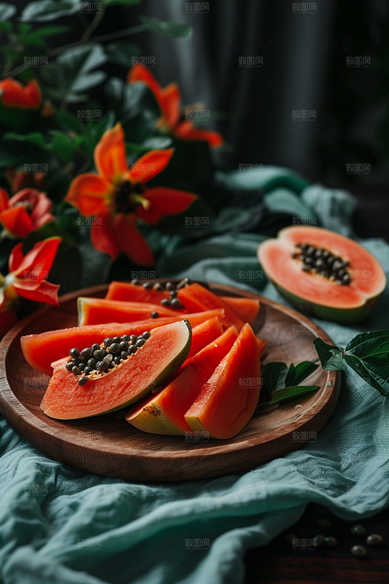 木瓜热带水果食材摄影图