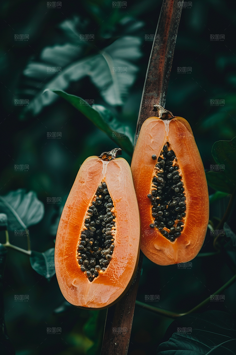 木瓜新鲜美味摄影图