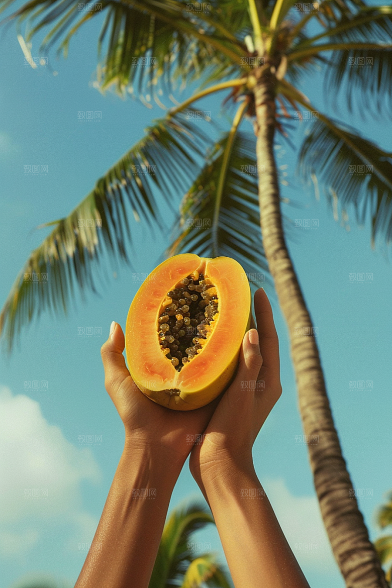 木瓜食材美食摄影图