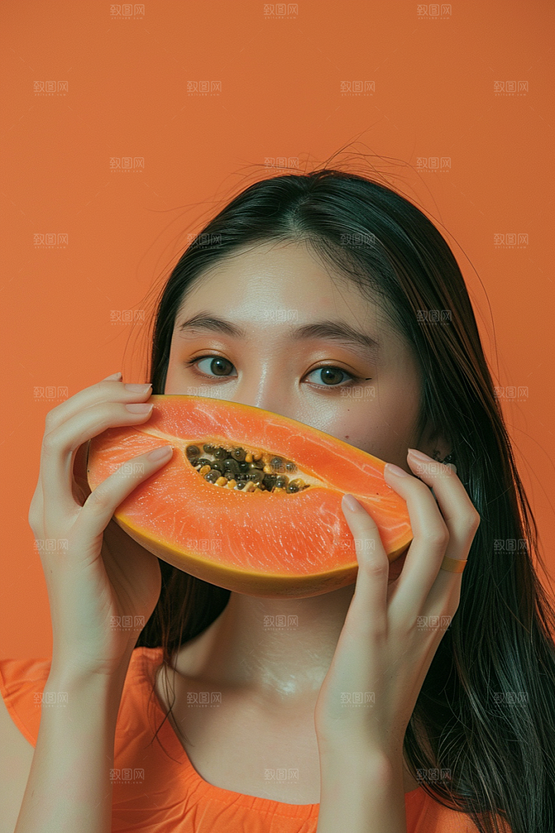 木瓜美食果肉摄影图
