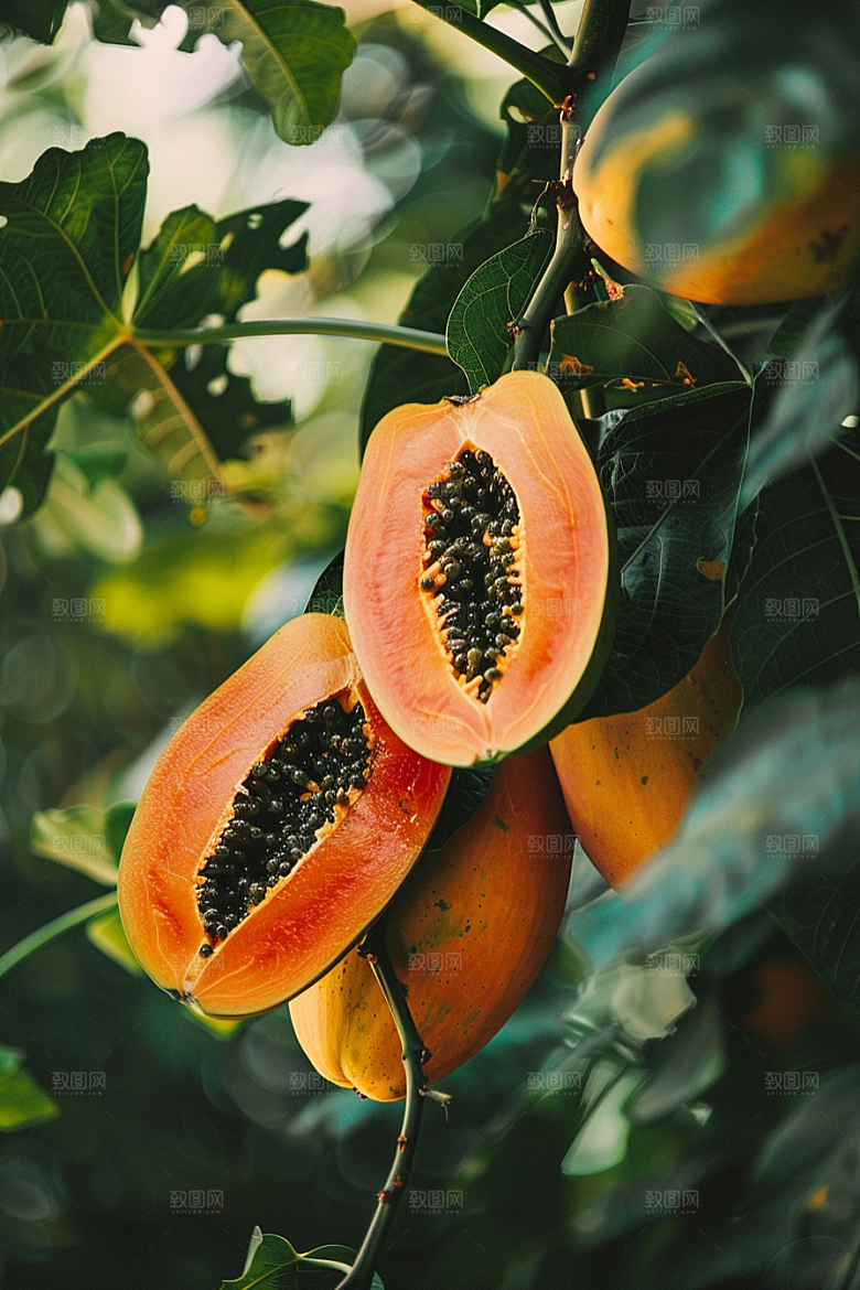 木瓜新鲜食材摄影图