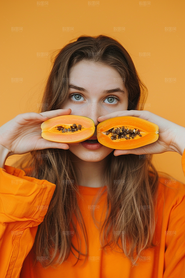 木瓜食材瓜果摄影图
