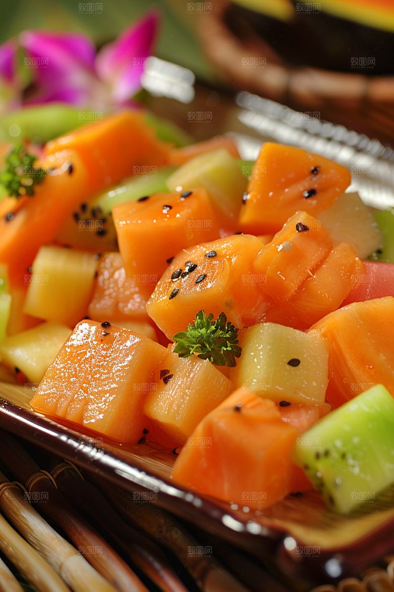 木瓜香甜美食摄影图