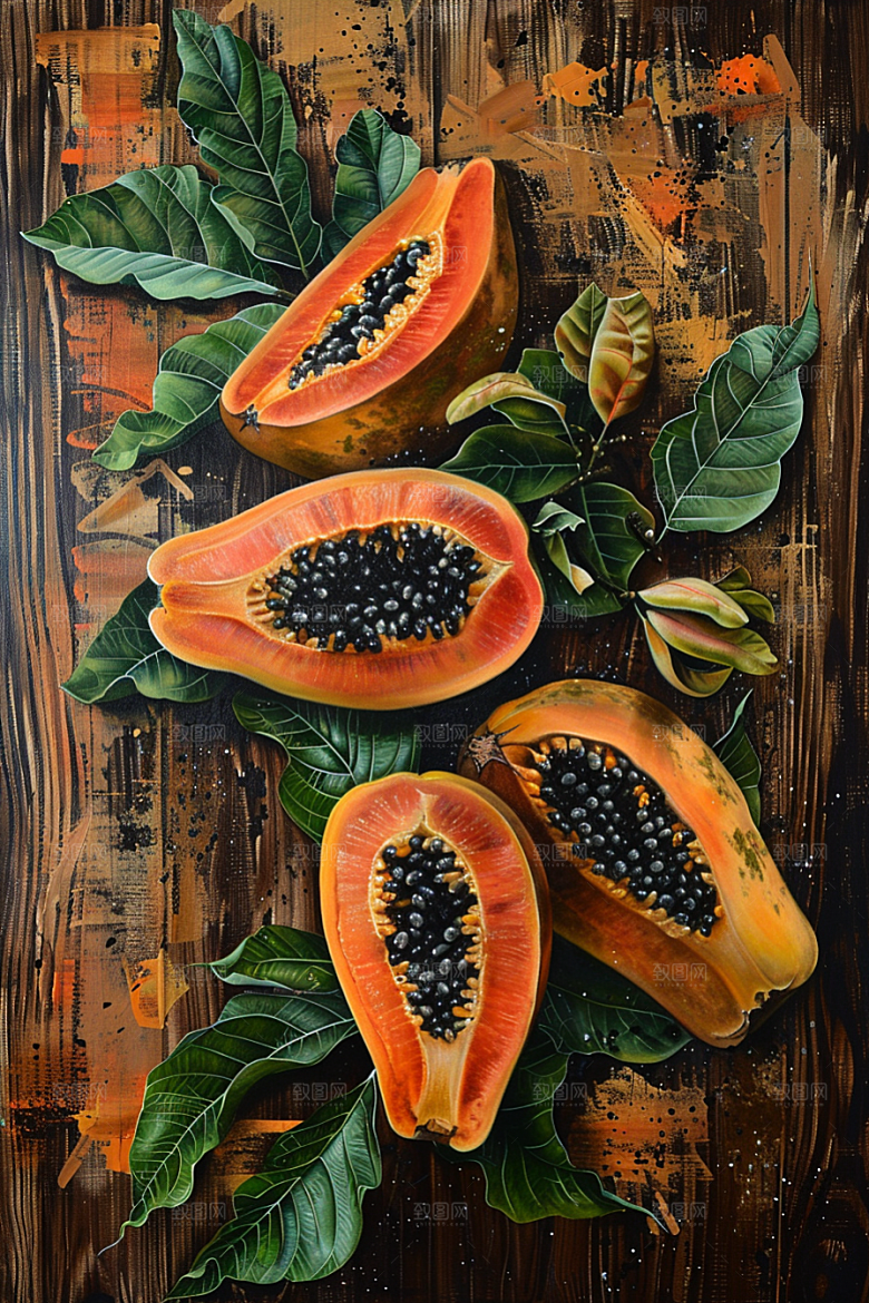 木瓜食材新鲜摄影图