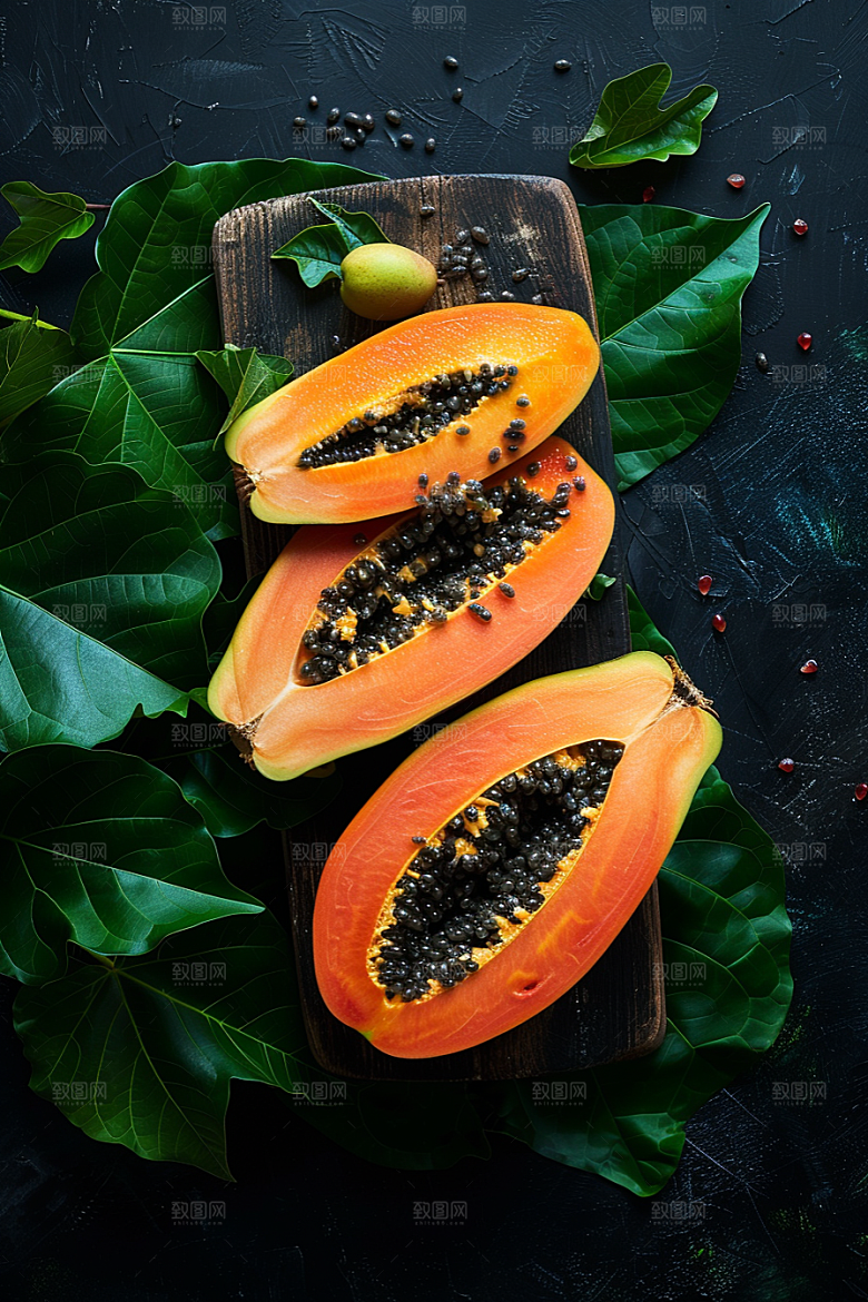 木瓜新鲜美食摄影图