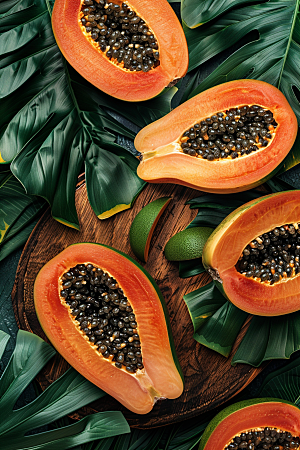 木瓜美食果肉摄影图