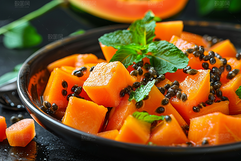 木瓜瓜果食材摄影图