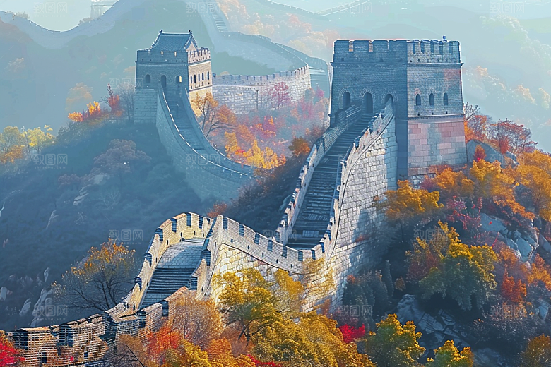 水墨长城传统水墨画艺术插画