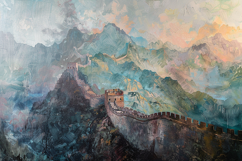 水墨长城传统水墨画艺术插画