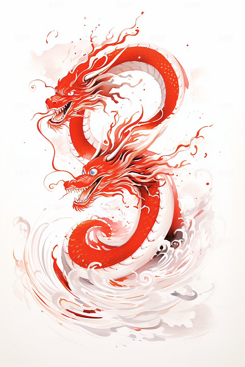 水墨画风龙艺术龙年素材