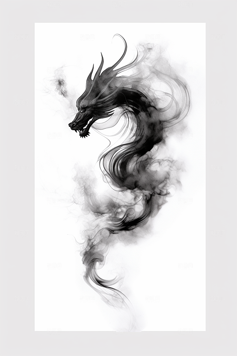 水墨画风龙艺术龙形象素材