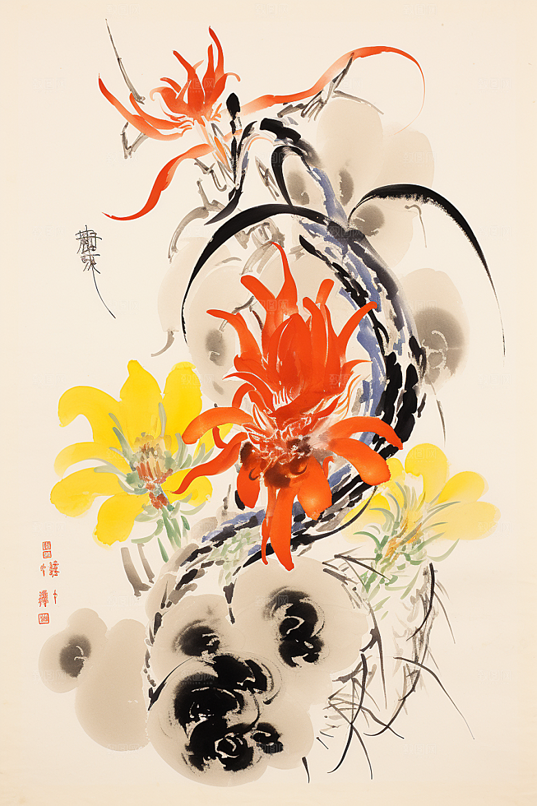 水墨画风龙艺术龙形象素材