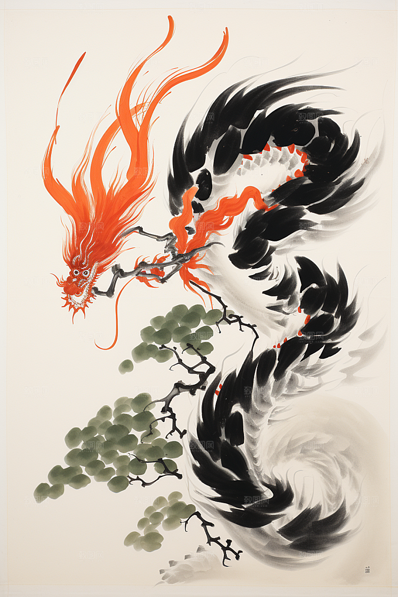 水墨画风龙艺术高清素材