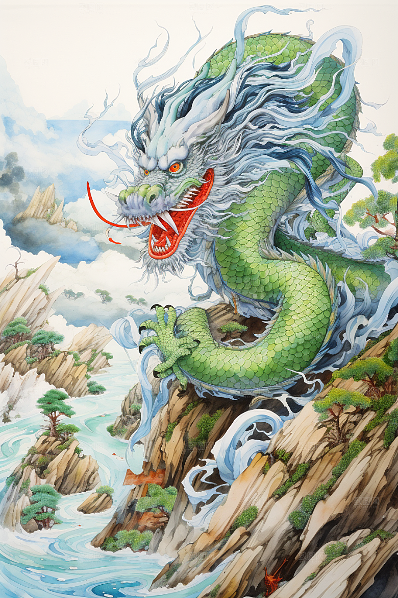 水墨画风龙艺术墨染素材