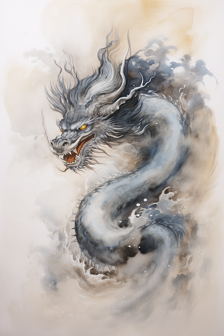 水墨画风龙高清传统风格素材