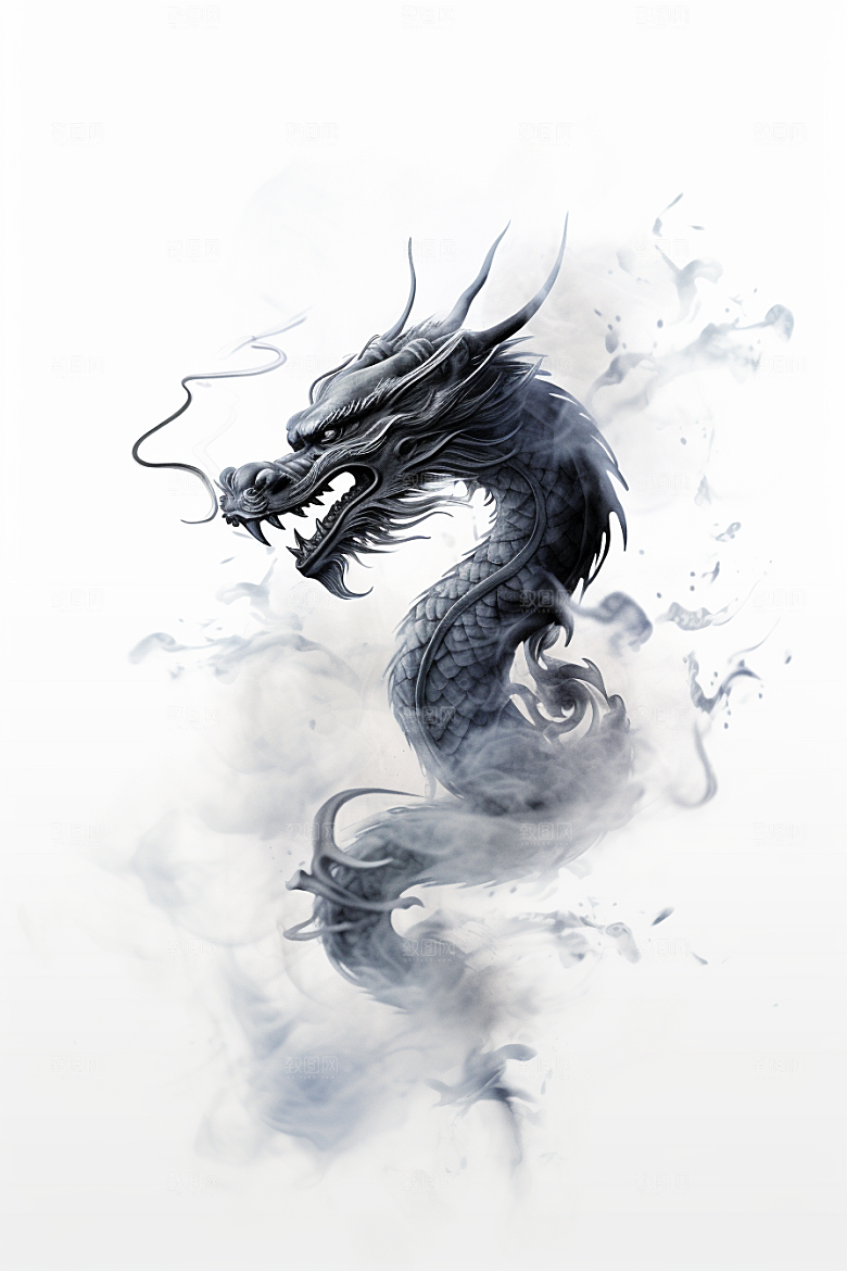 水墨画风龙艺术龙形象素材