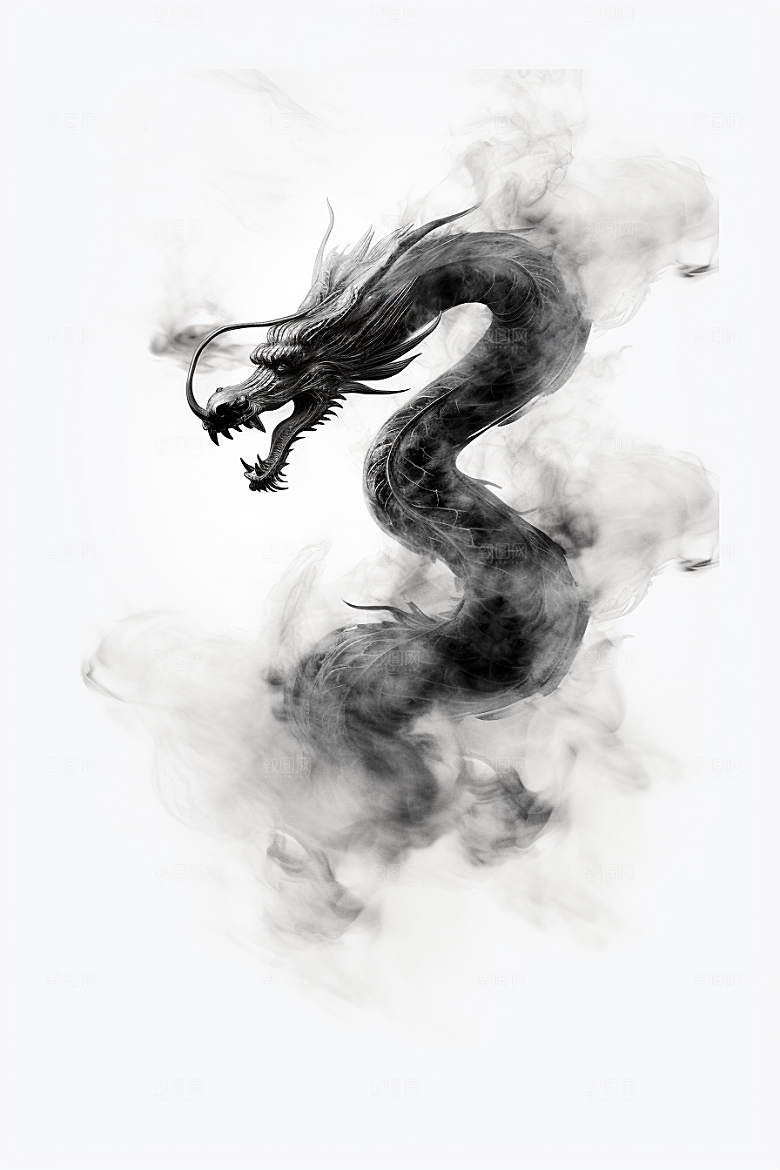水墨画风龙艺术传统风格素材
