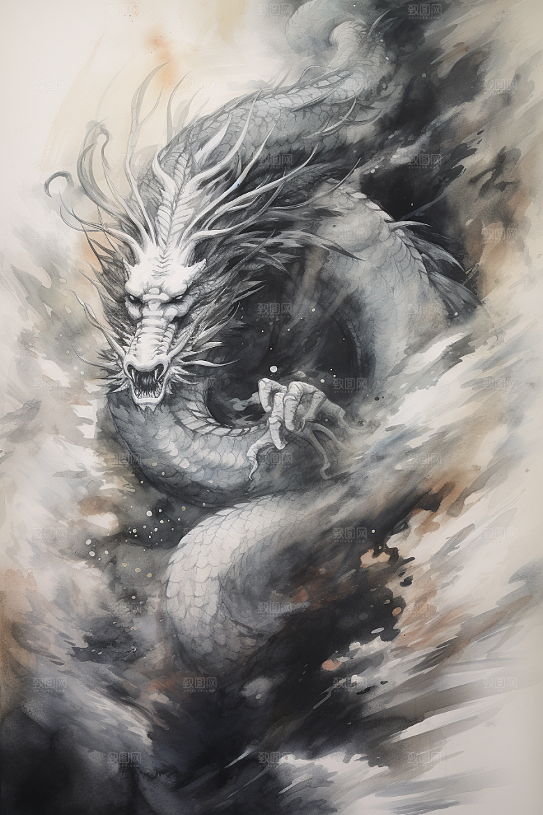 水墨画风龙高清艺术素材