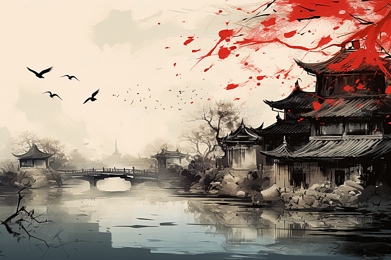 水墨江南手绘中国风插画