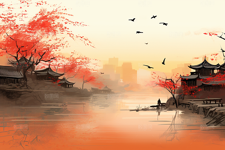 水墨江南中式中国风插画