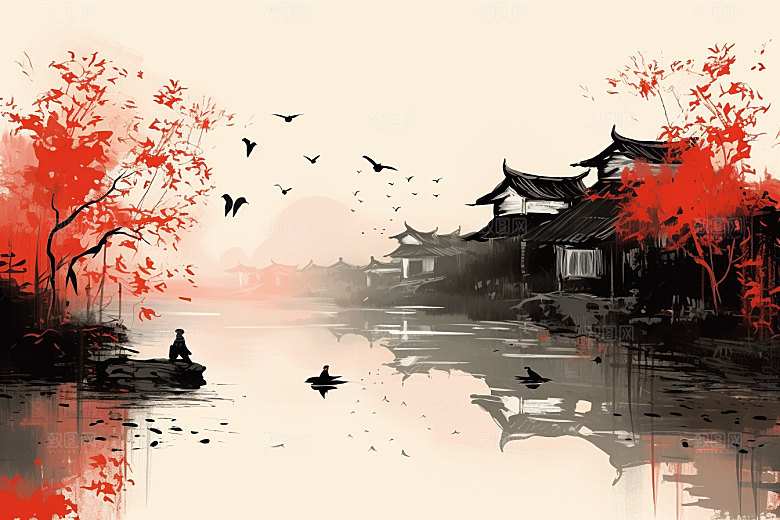 水墨江南手绘中国风插画