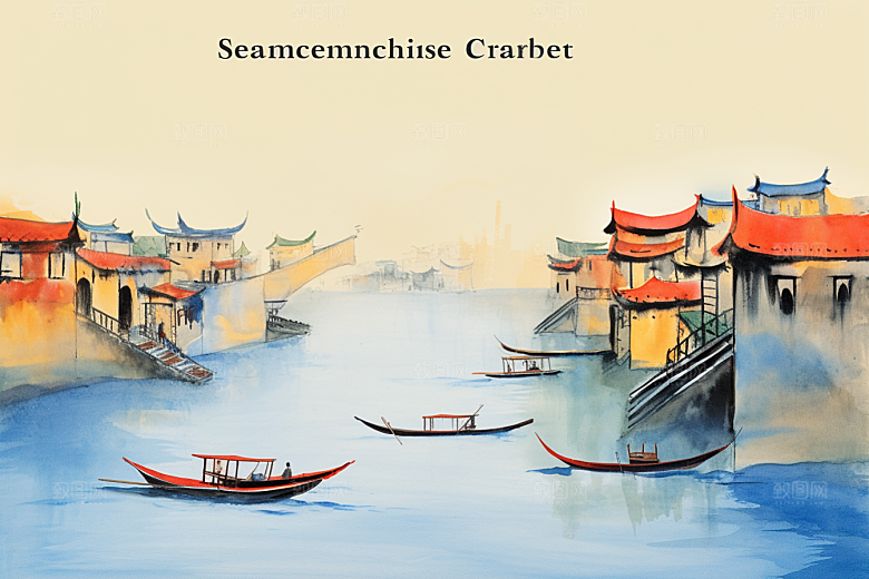 水墨江南水彩中国风插画