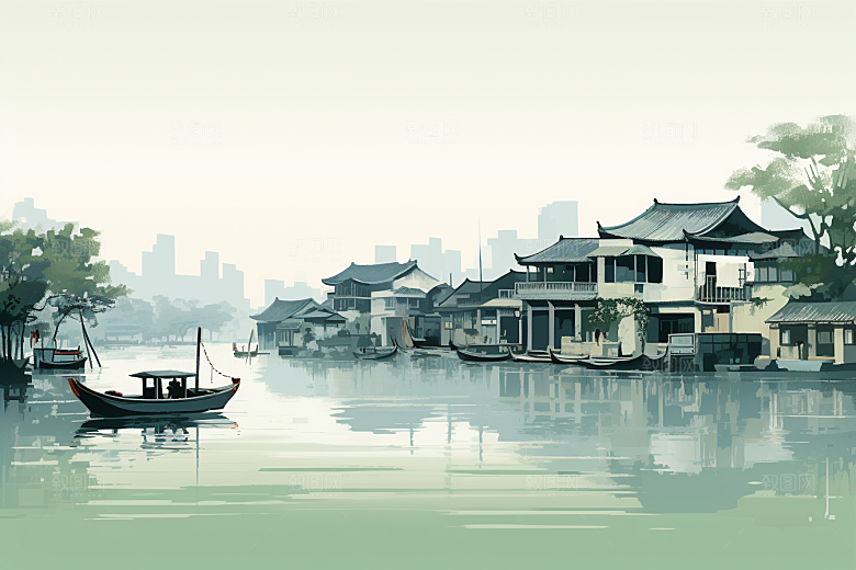 水墨江南中式中国风插画