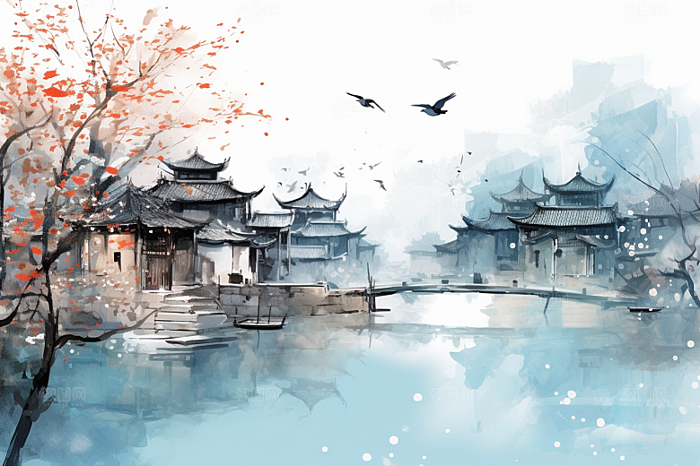 水墨江南中式中国风插画