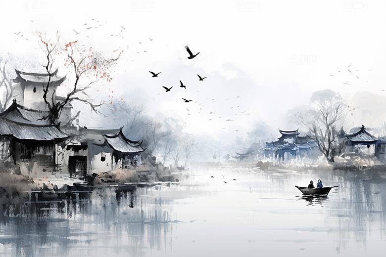 水墨江南手绘中国风插画