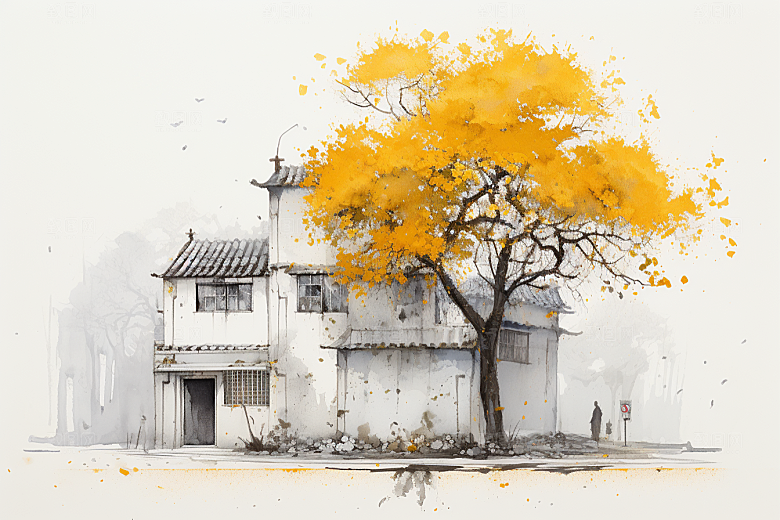 水墨江南手绘水乡插画