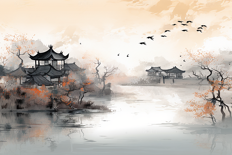 水墨江南手绘中国风插画