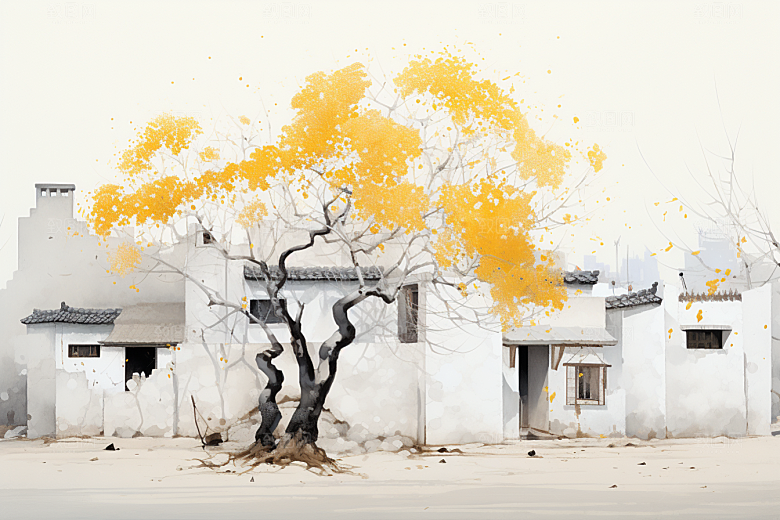 水墨江南手绘水乡插画